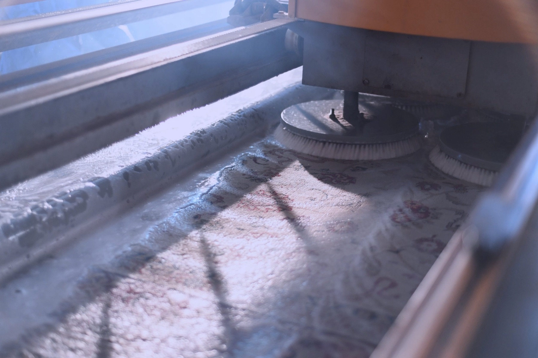 Specialist rug cleaning at the Poly Service facility